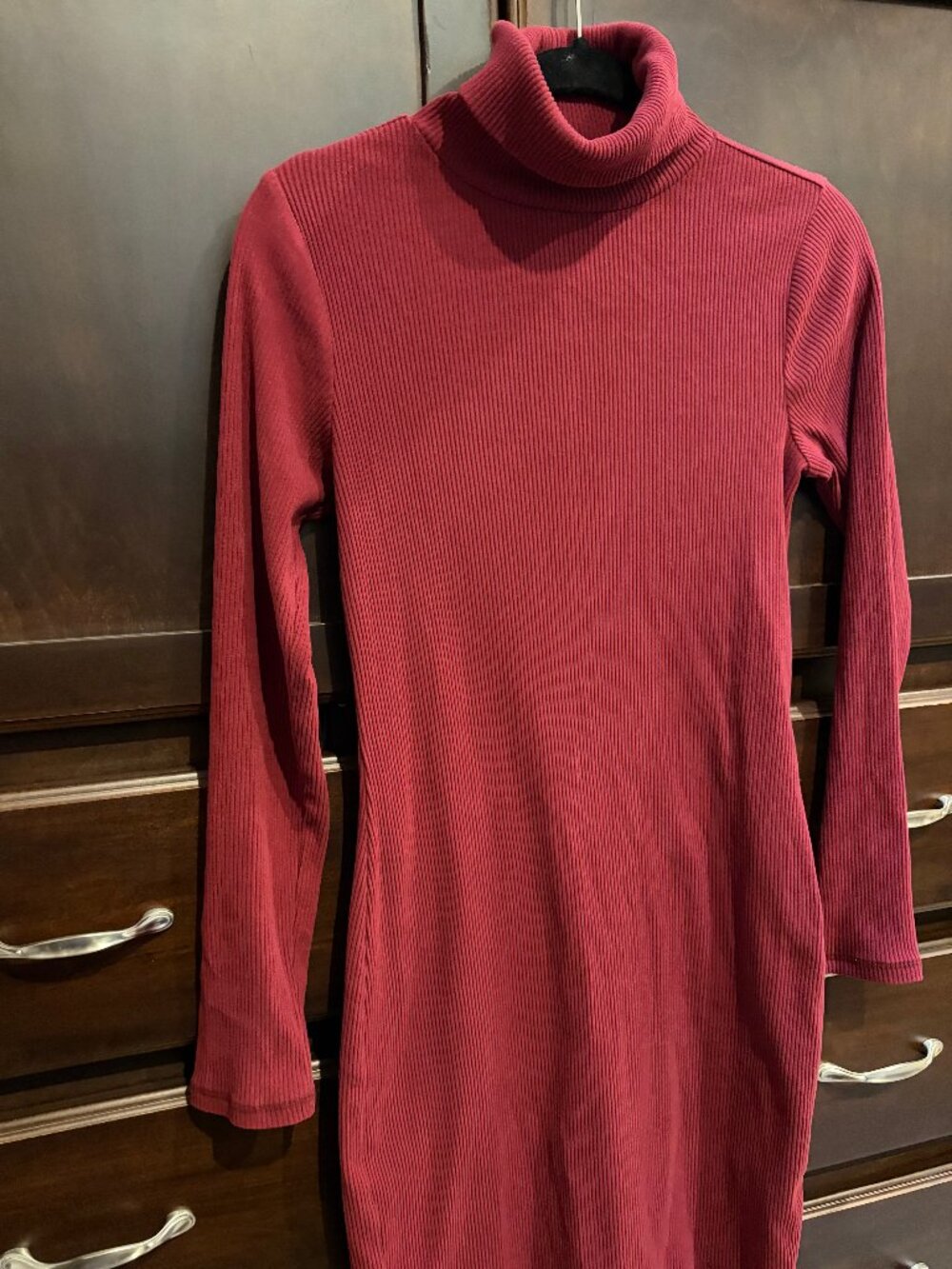 Old Navy Burgundy Ribbed Knit Long Sleeve Turtleneck Mini Dress